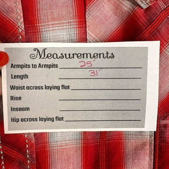 Wrangler Men's Long Sleeve Plaid Western Shirt Red And White Plaid Size XL - Picture 7 of 7